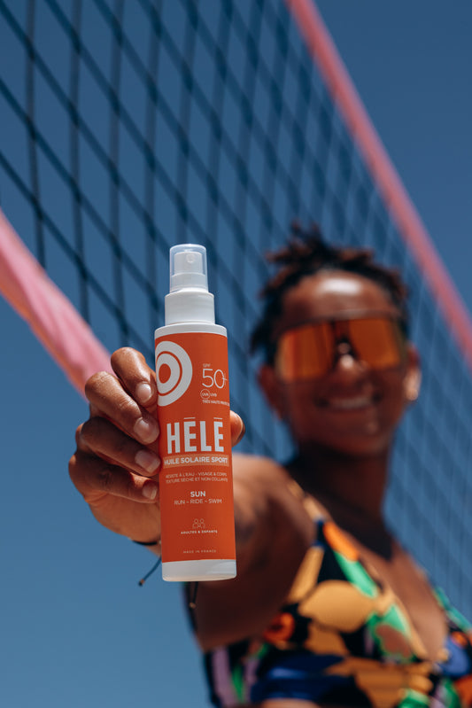 Huile solaire sport SPF50+ texture sèche — visage & corps