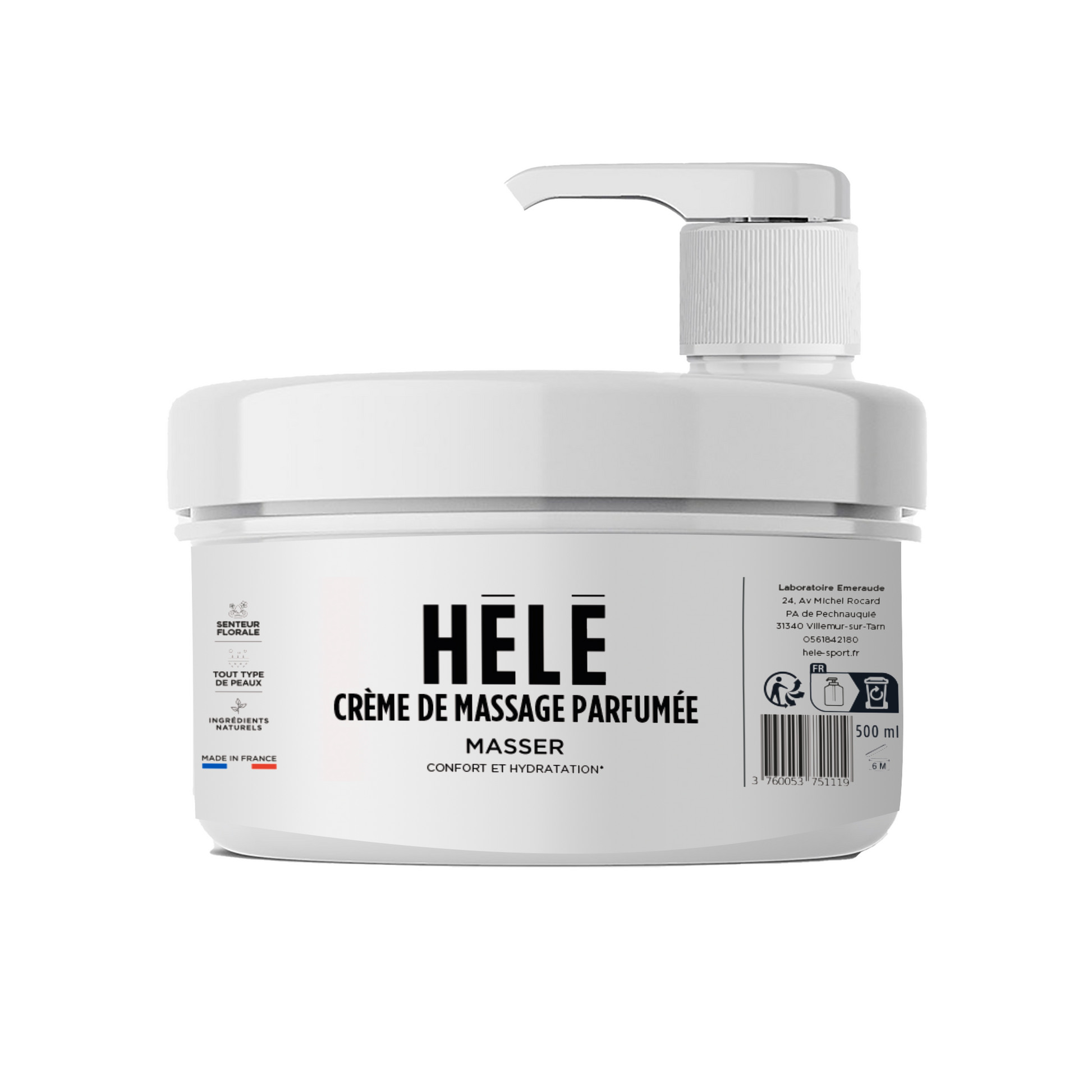 Crème de massage parfumée - Pot de 500ml de crème de massage parfumée pour professionnels - Produit de massage professionnel