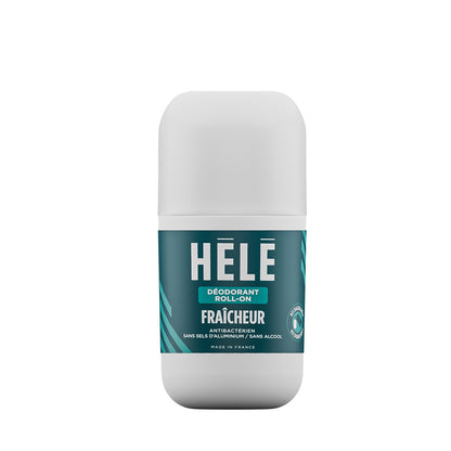 Déodorant roll-on rechargeable Fraîcheur HELE Sport, flacon 45 ml sans sels d’aluminium